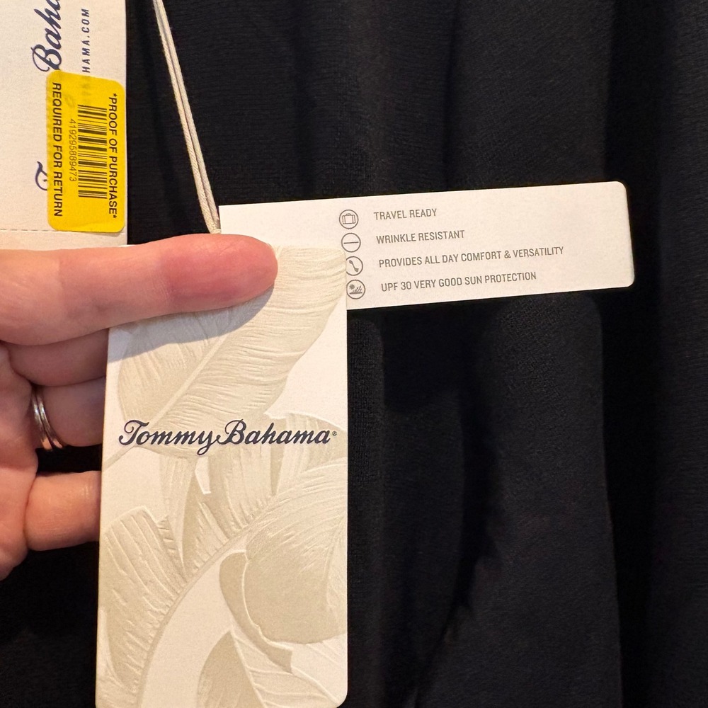 Tommy Bahama Darcy Dress Womens XL Black 3/4 Sleeve Shift UPF 30 SW621381 - Picture 8 of 15